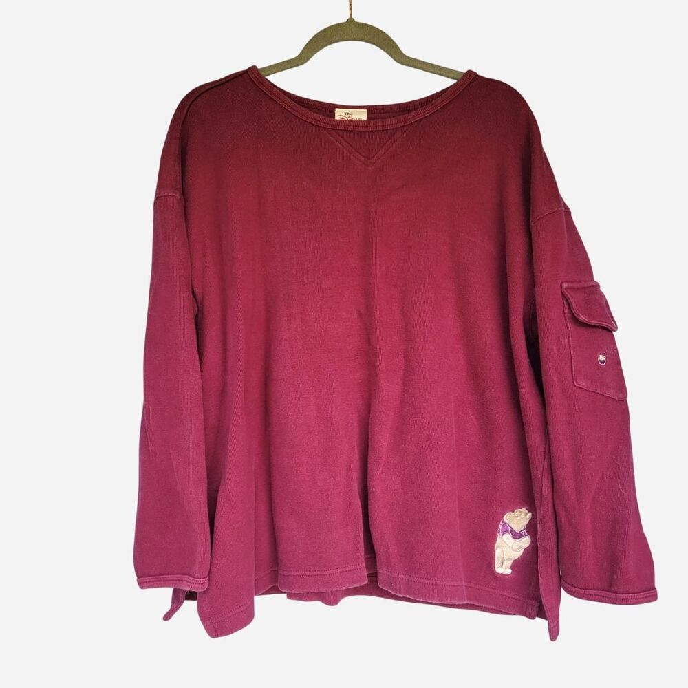 Vintage 90s Disney Store Winnie the Pooh Women's Burgundy Sweatshirt Butter Mom